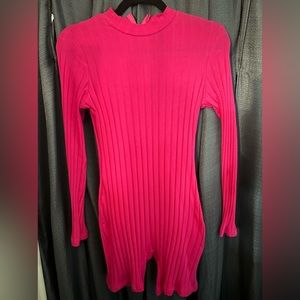 Hot pink long sleeve romper / one piece